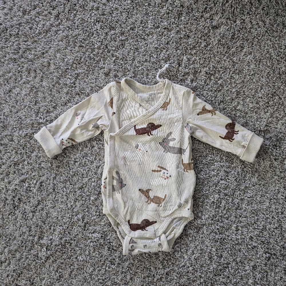 Lindex unisex baby wrap bodysuit 0-3 months